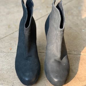 Black booties wood heel